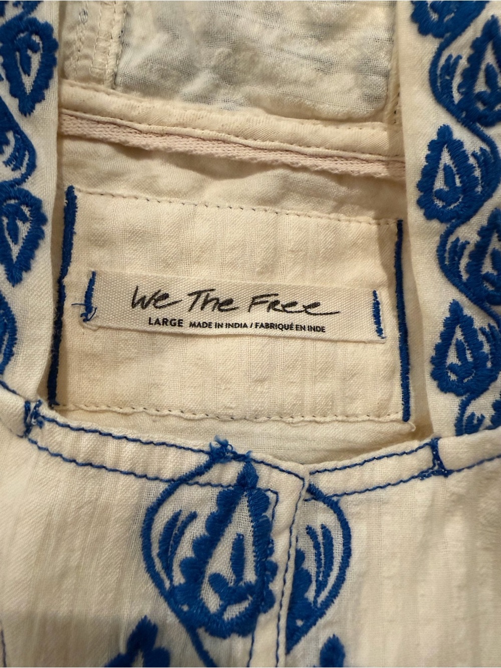 We The Free Cream Tunic with Blue Floral Embroidery - Picture 4 of 4
